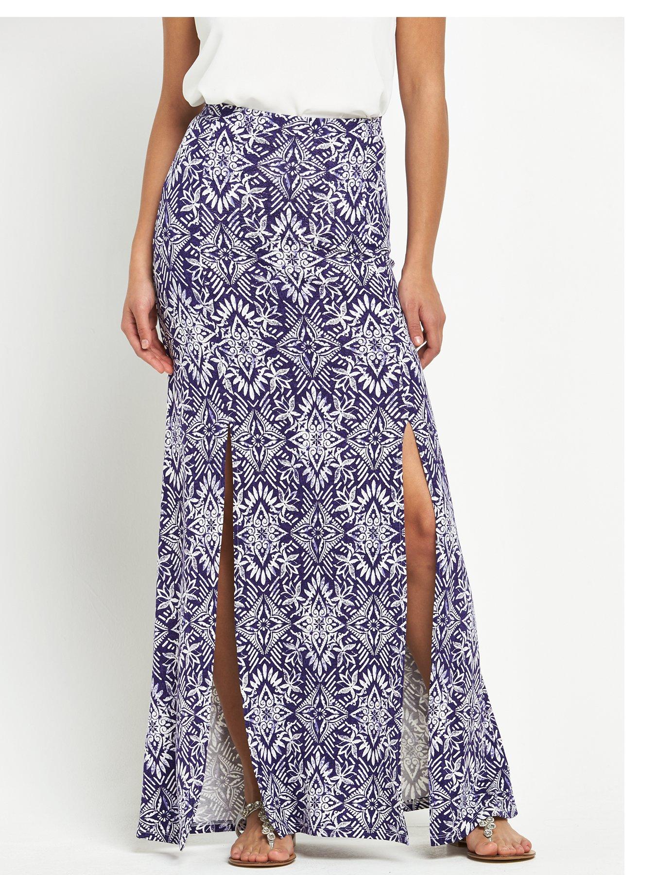 double front split maxi skirt