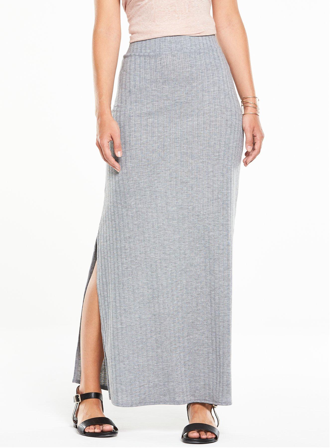 ruched side split maxi skirt