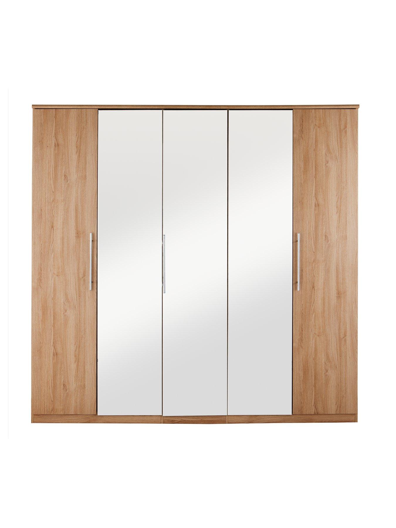 Prague 5 Door Mirrored Wardrobe Littlewoodsireland Ie