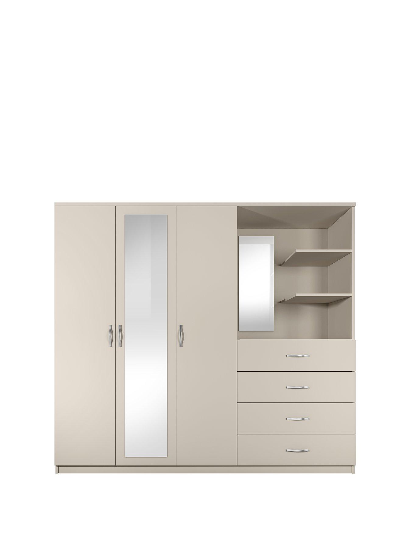 Peru 3 Door 4 Drawer Mirrored Combi Wardrobe Littlewoodsireland Ie