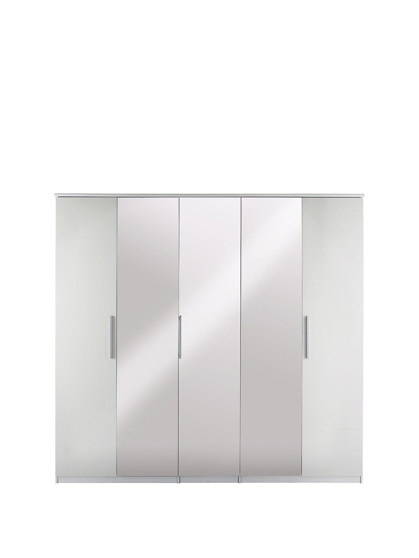 Mirrored Wardrobe Self Assembly White Bedroom Wardrobes