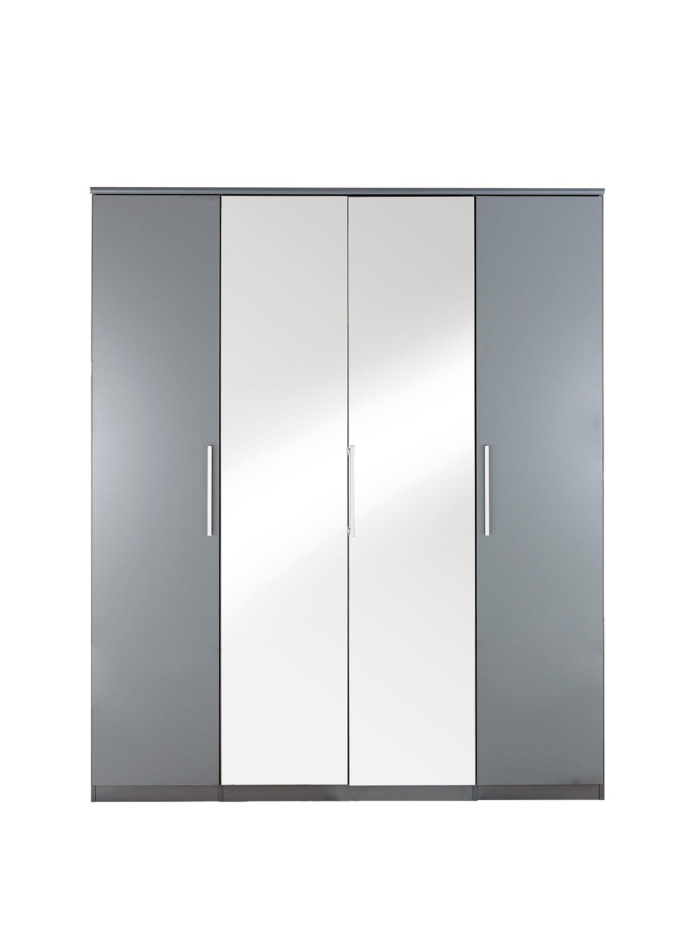 Prague Gloss 4 Door Mirrored Wardrobe Littlewoodsireland Ie