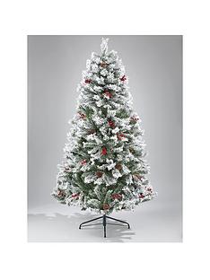7ft bavarian pine flocked christmas tree with cones and berries - Duck Egg Blue Christmas Decorations 7ft bavarian pine flocked christmas tree with cones and berries - Duck Egg Blue Christmas Decorations