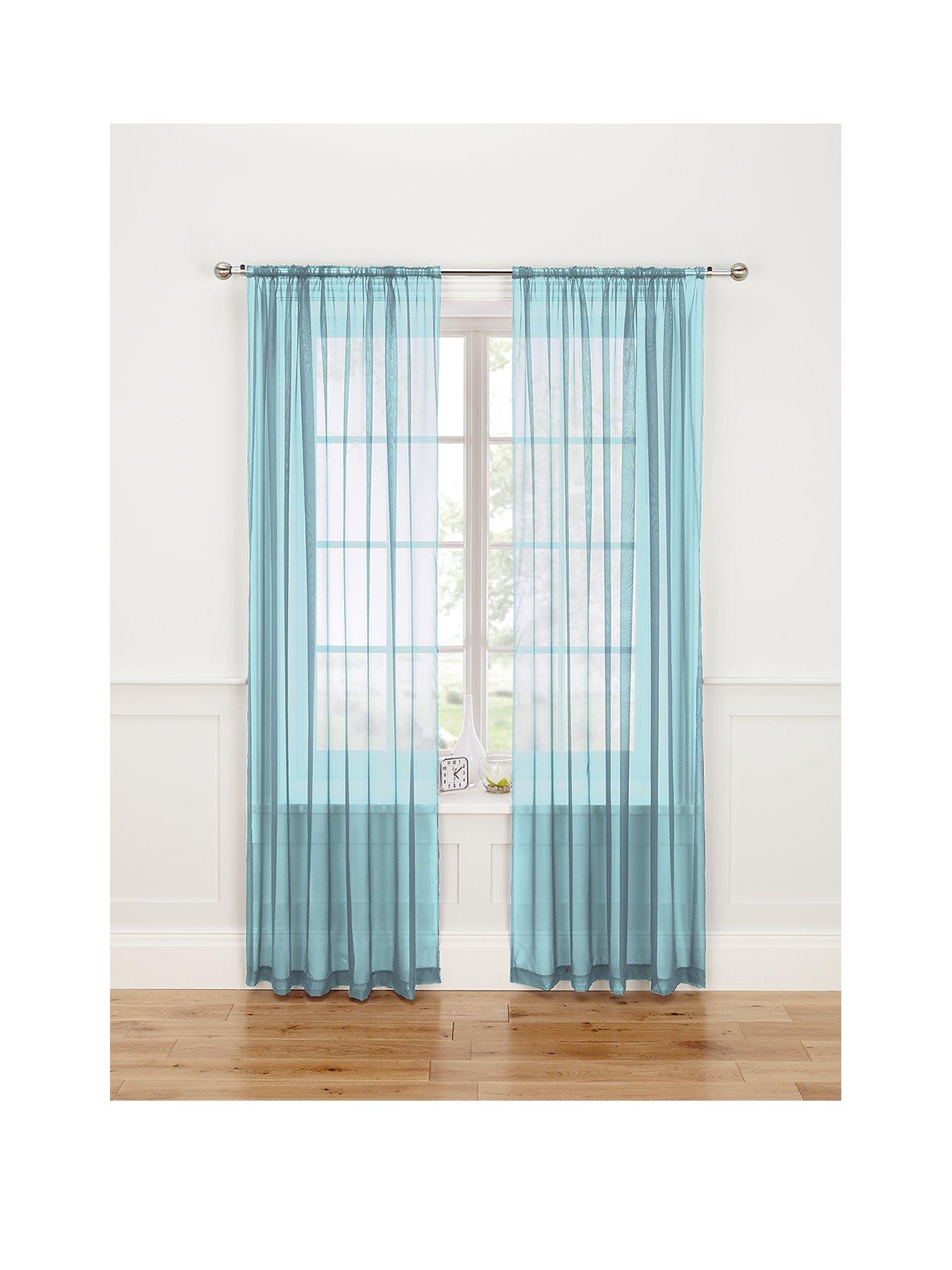 Intimates Riva Plain Woven Slot Top Voile Curtain Panel Cream, 59 W x 48 D