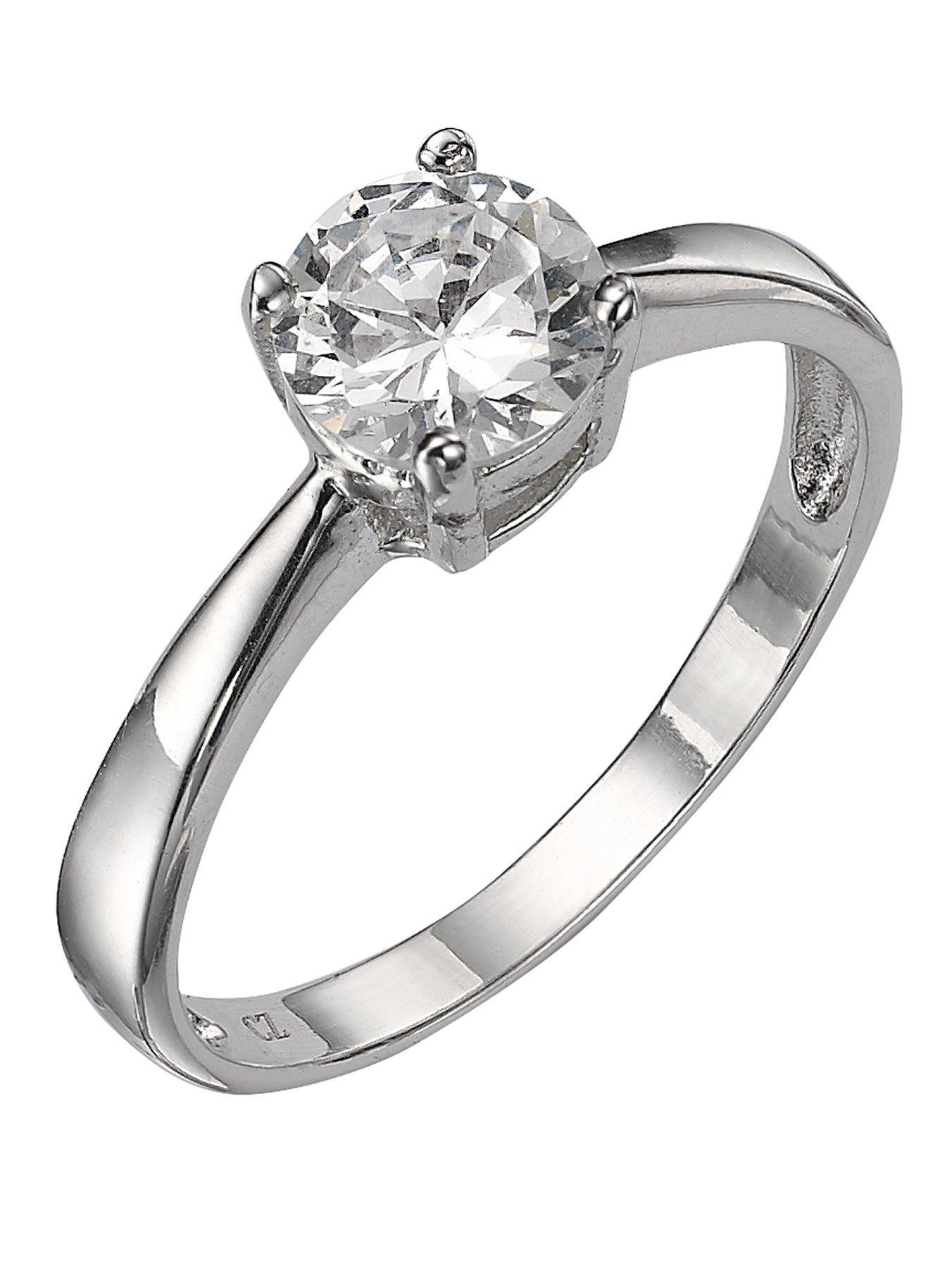 1455220918: Love GEM Sterling Silver White Cubic Zirconia Solitaire Dress Ring