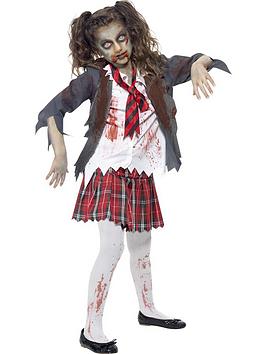 Kid wearing zombie Halloween costume