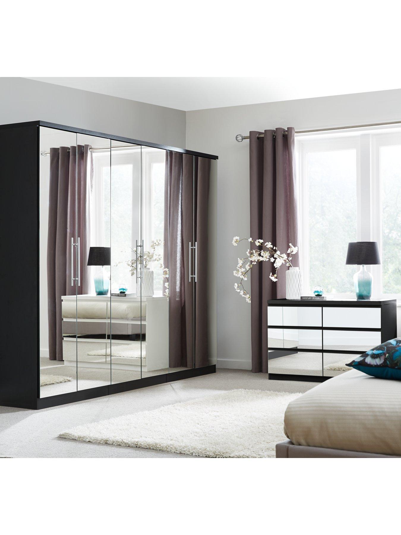 Prague Mirror 6 Door Wardrobe Littlewoodsireland Ie