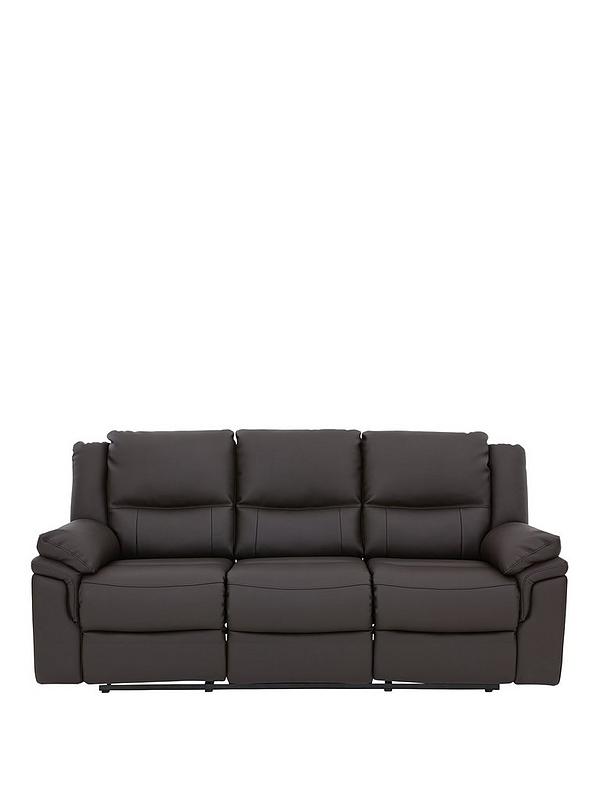 Albion Luxury Faux Leather 3 Seater, Extra Large Leather Reclining Sofa
