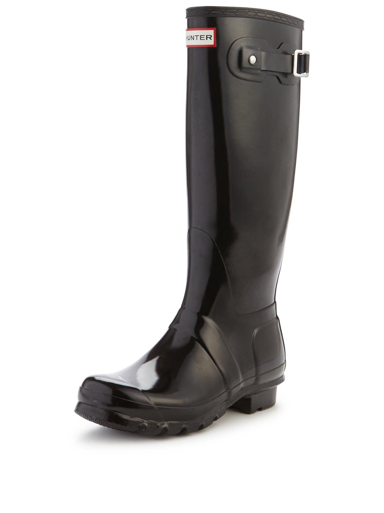 black shiny hunter wellies