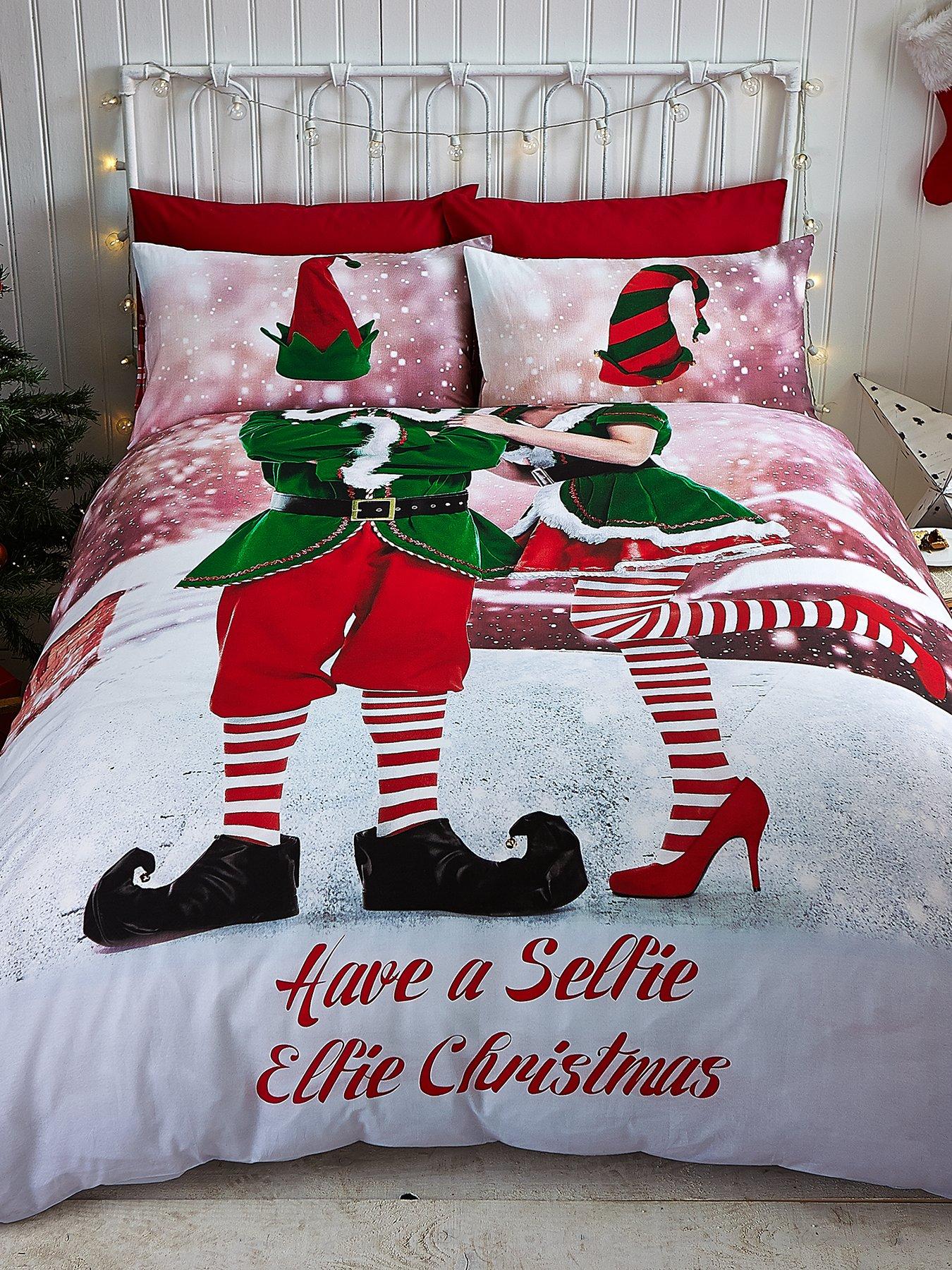 Catherine Lansfield Selfie Elfie Christmas Duvet Cover Set