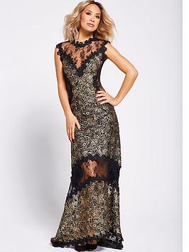 Myleene Klass Metallic Lace Maxi Dress - Black/Gold | littlewoodsireland.ie