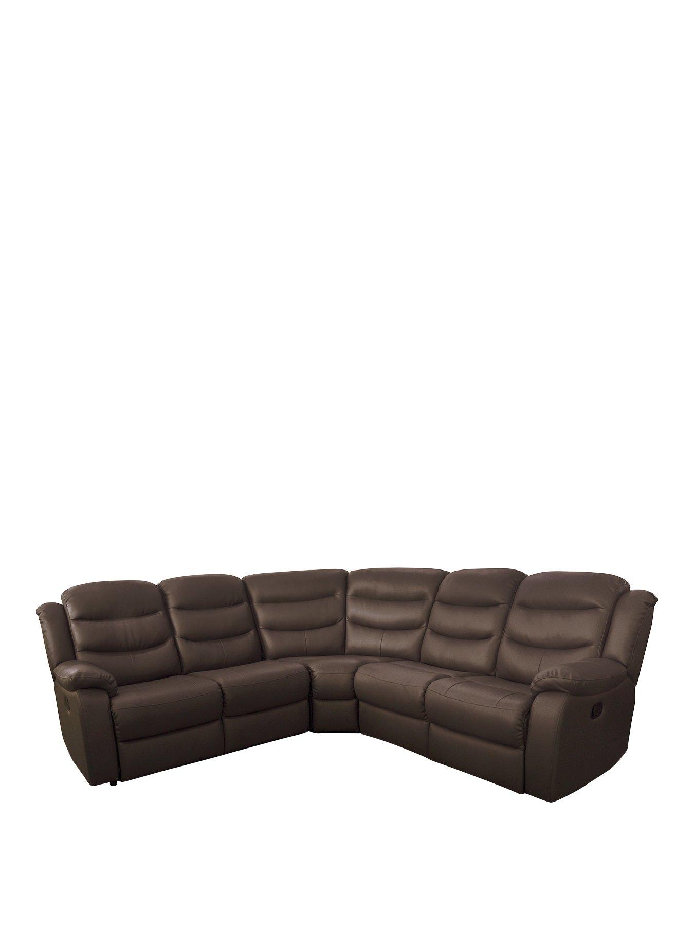 Tan Leather Recliner Corner Sofa Baci Living Room