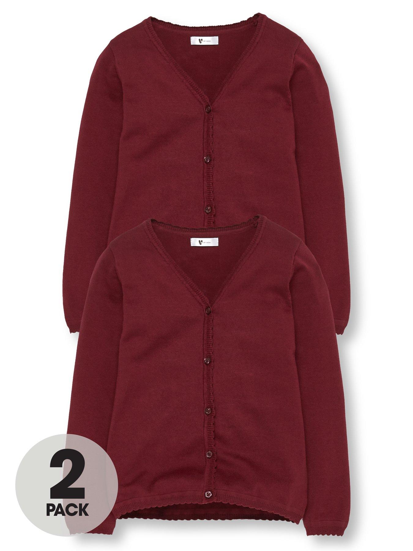 girls burgundy school cardigan