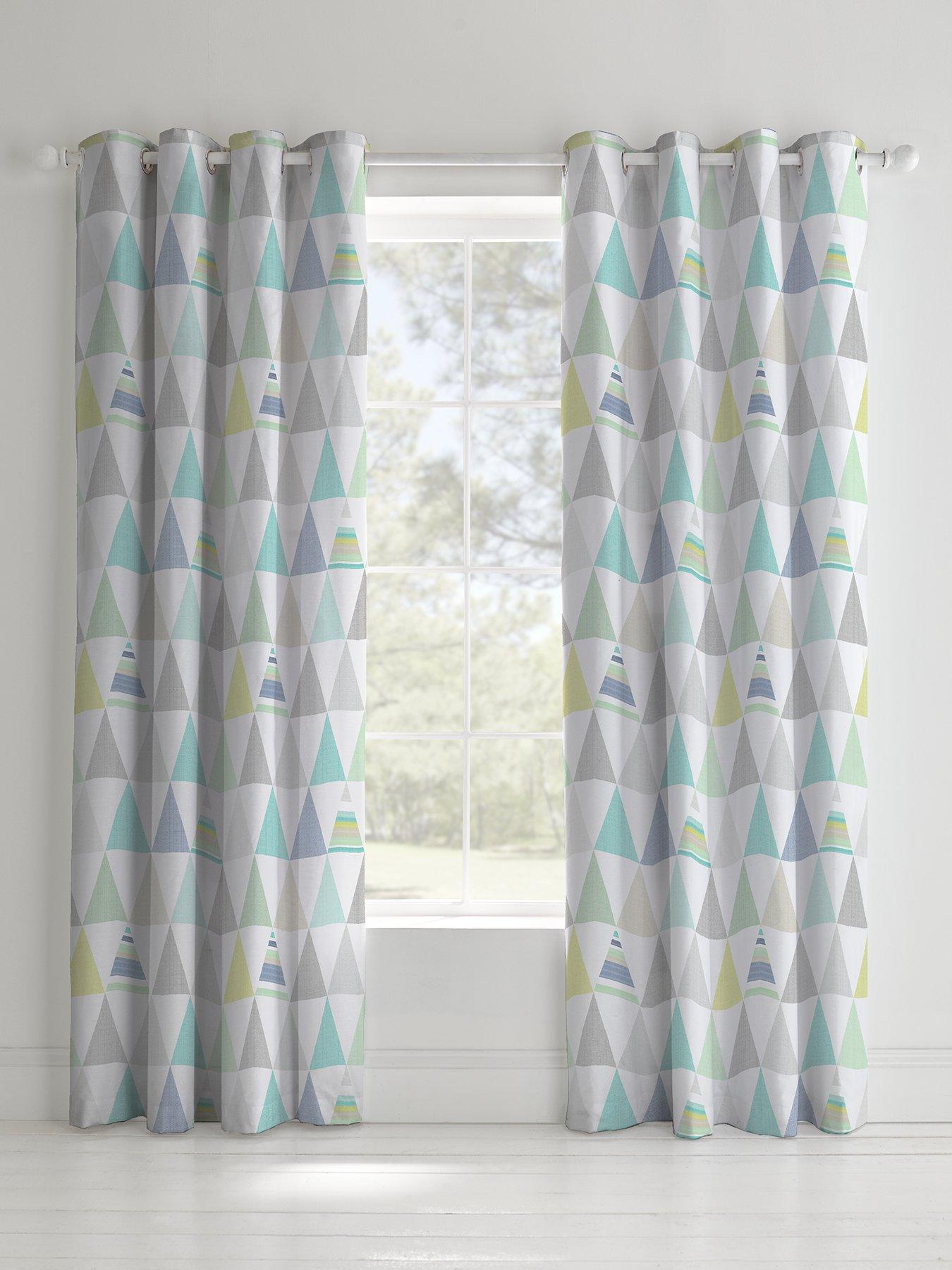 Catherine Lansfield Geo Triangles Lined Eyelet Curtains ...