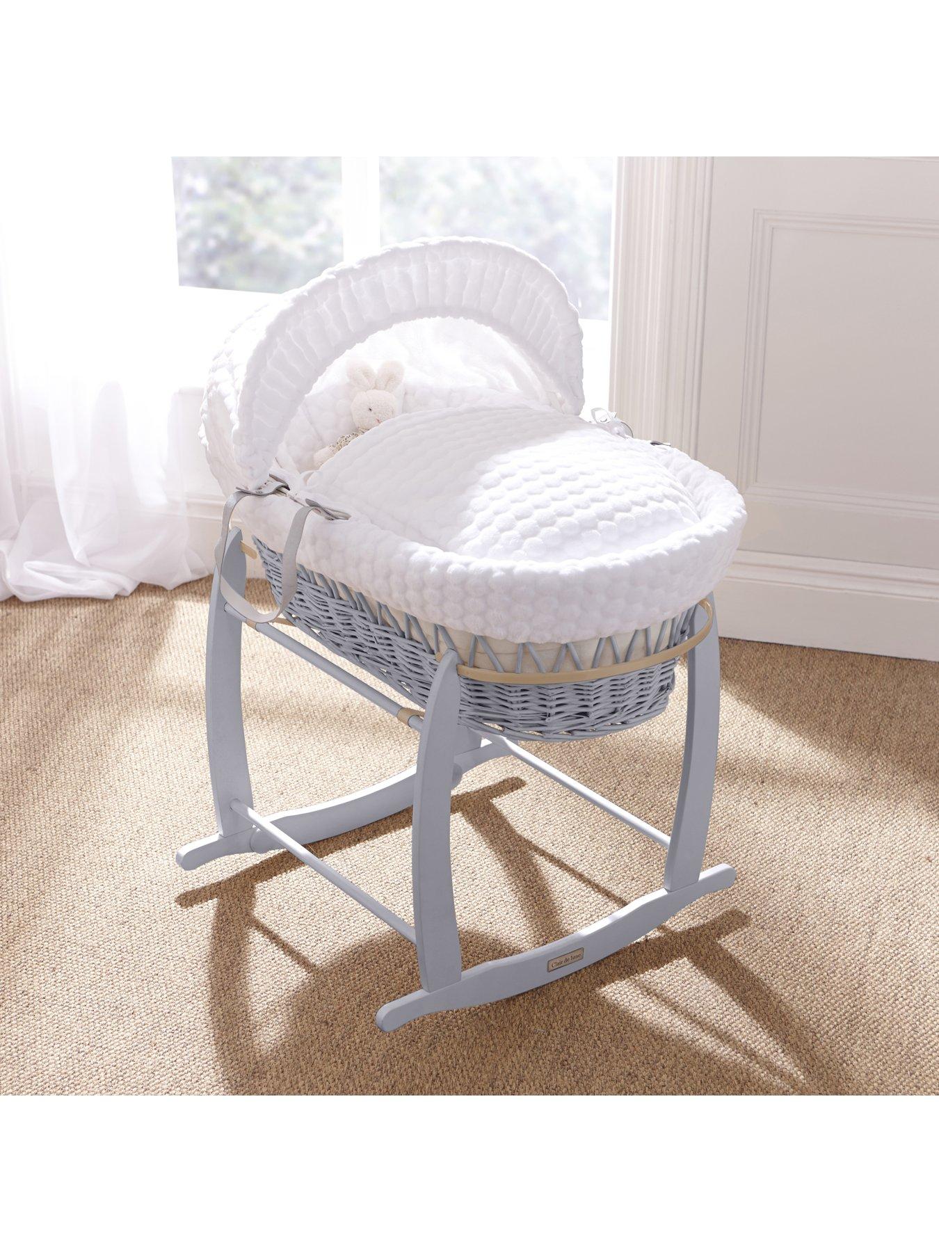 clair de lune moses basket grey and pink