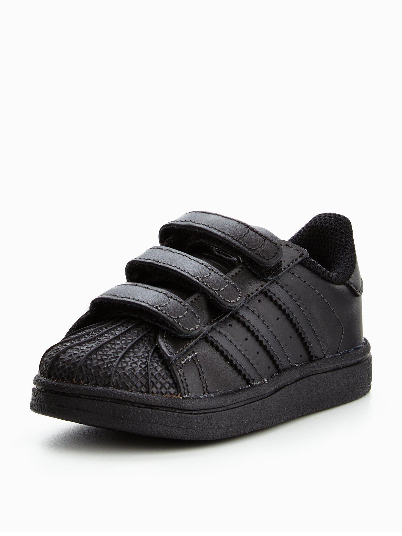 infant black leather trainers