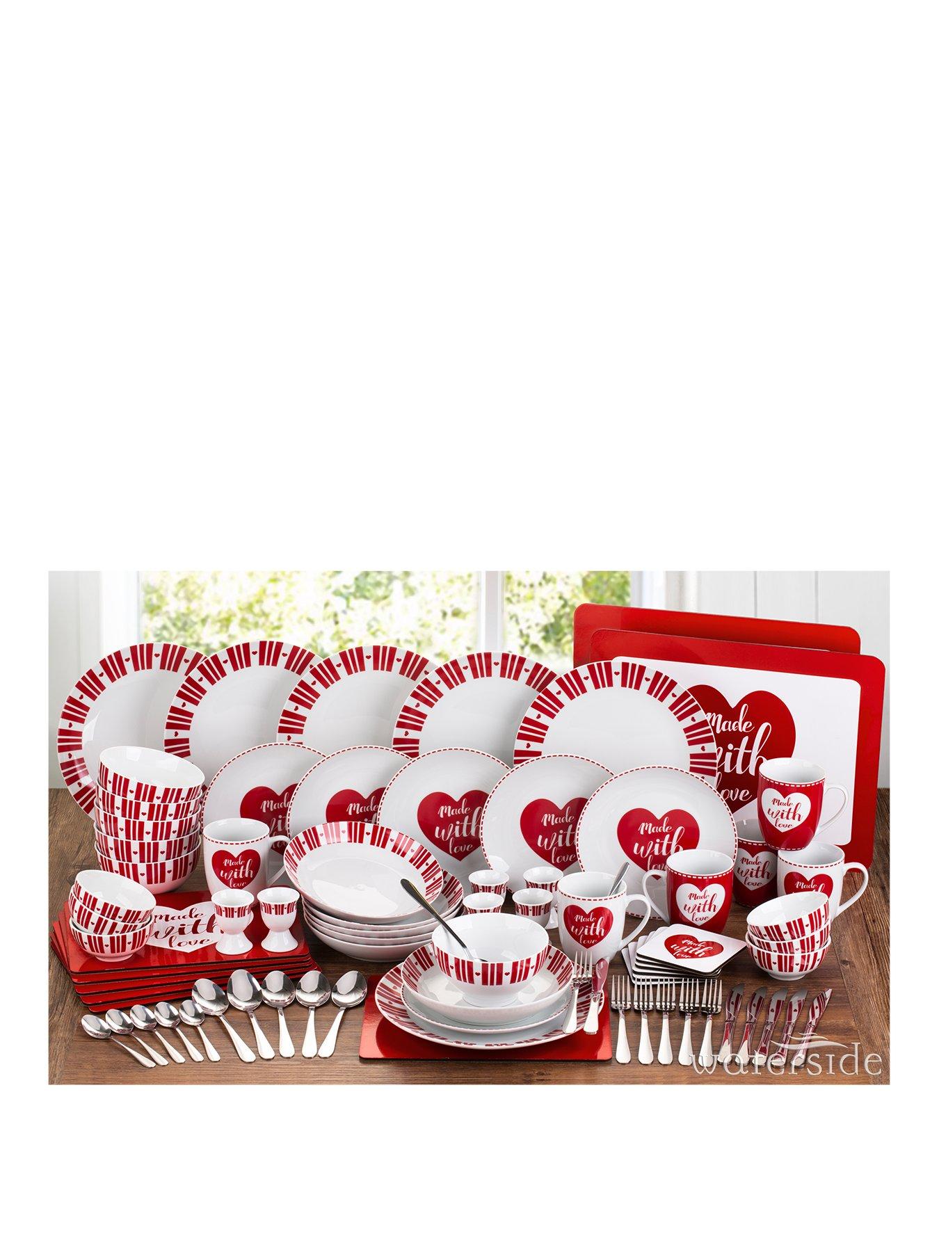 1600171610: WATERSIDE Nordic Love Heart 80-piece Dining Set