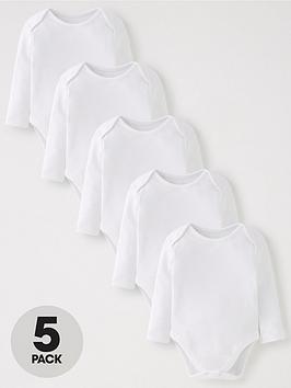 everyday-baby-unisex-5-pack-long-sleeve-bodysuits-white