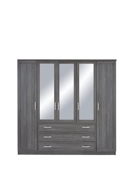 camberley-5-door-3-drawer-mirrored-wardrobe