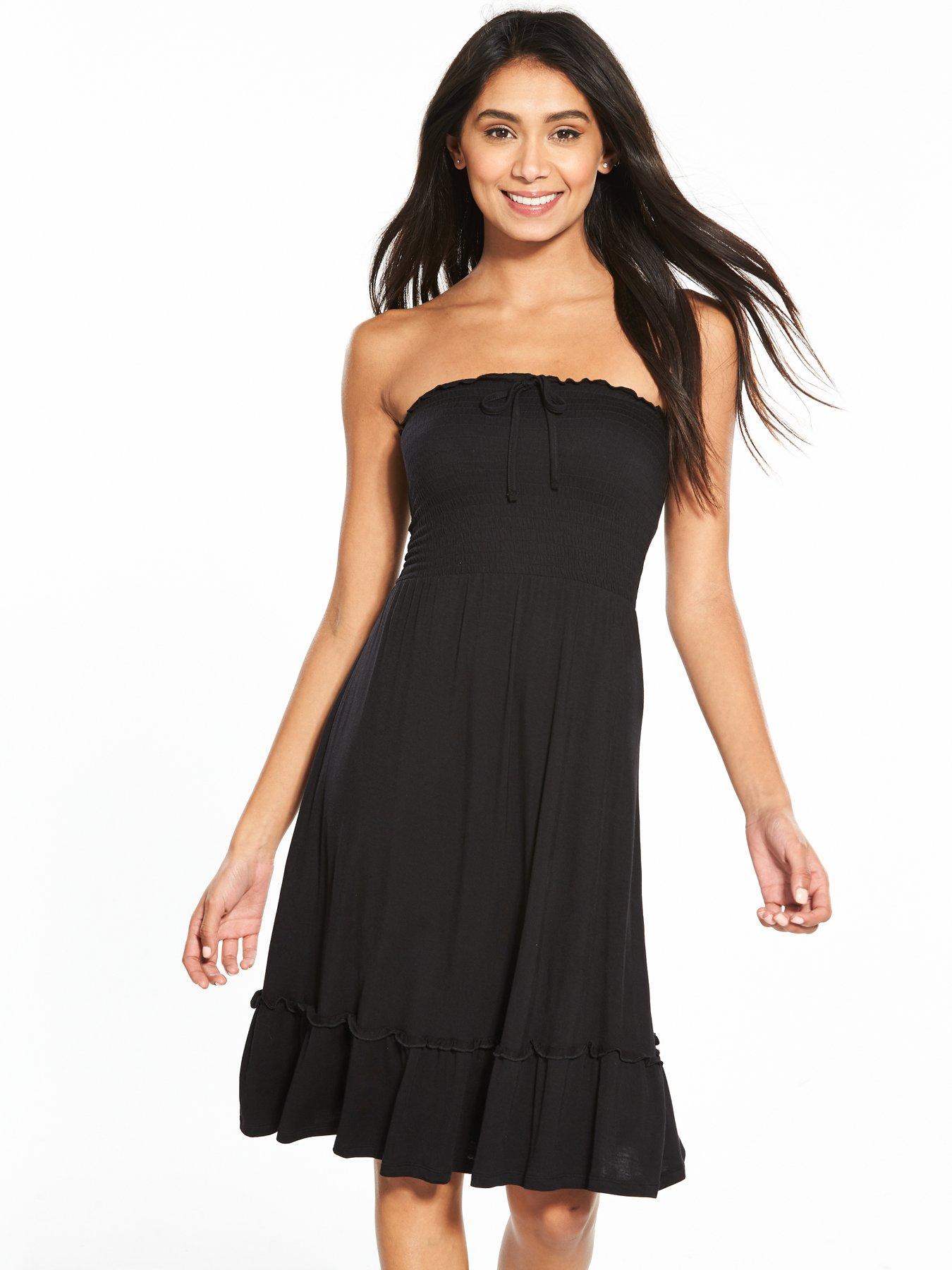 black strapless beach dress