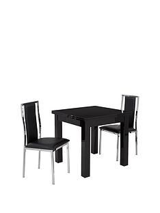 Dining Table Chair Sets Packages At Gloss Square To Rectangle 80 160 Cm Extending Dining Table 2 Atlantic Chairs