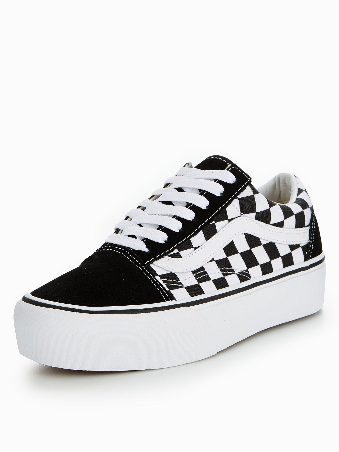 black and white checkered vans platform