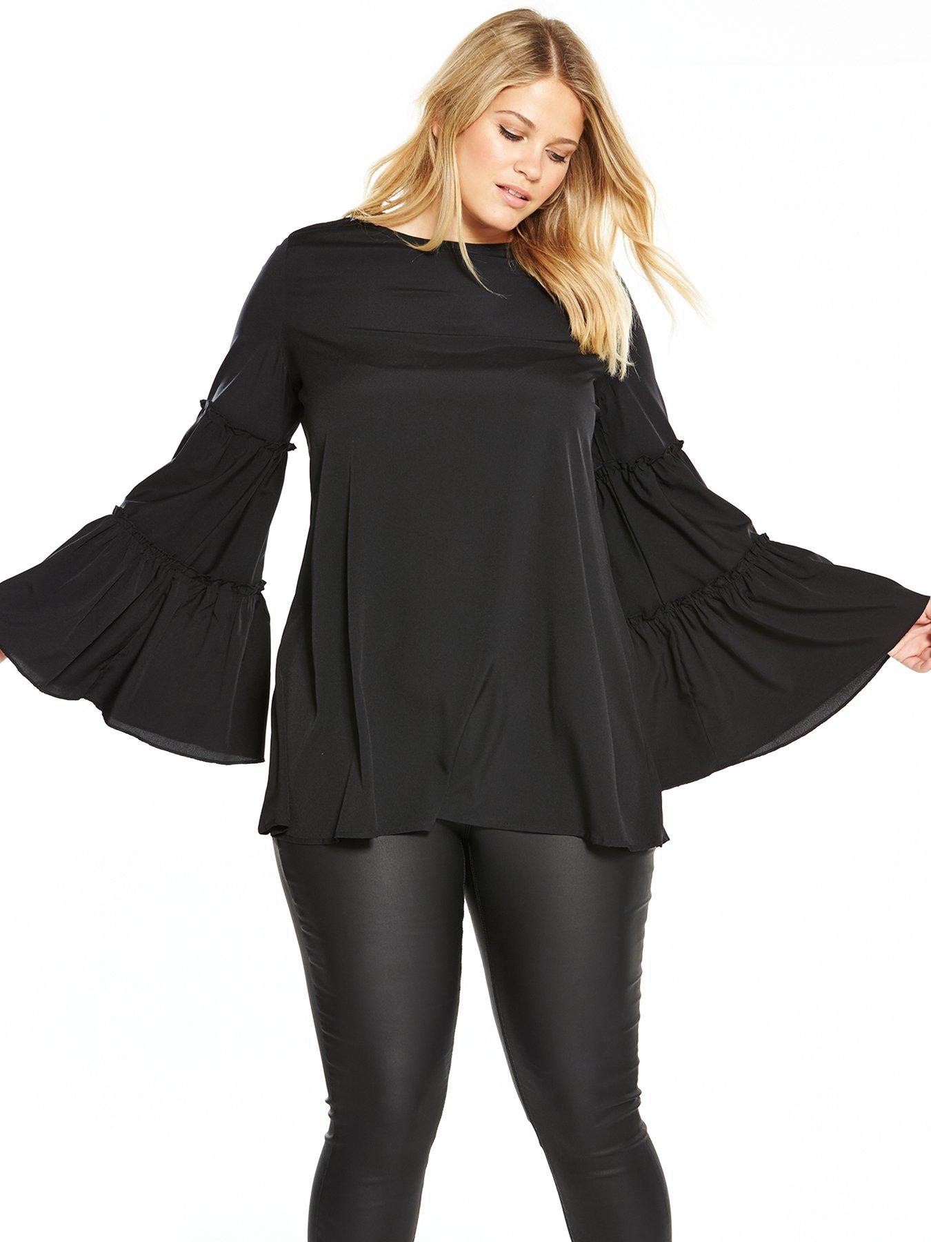 ax-paris-curve-double-frill-floaty-sleeve-top