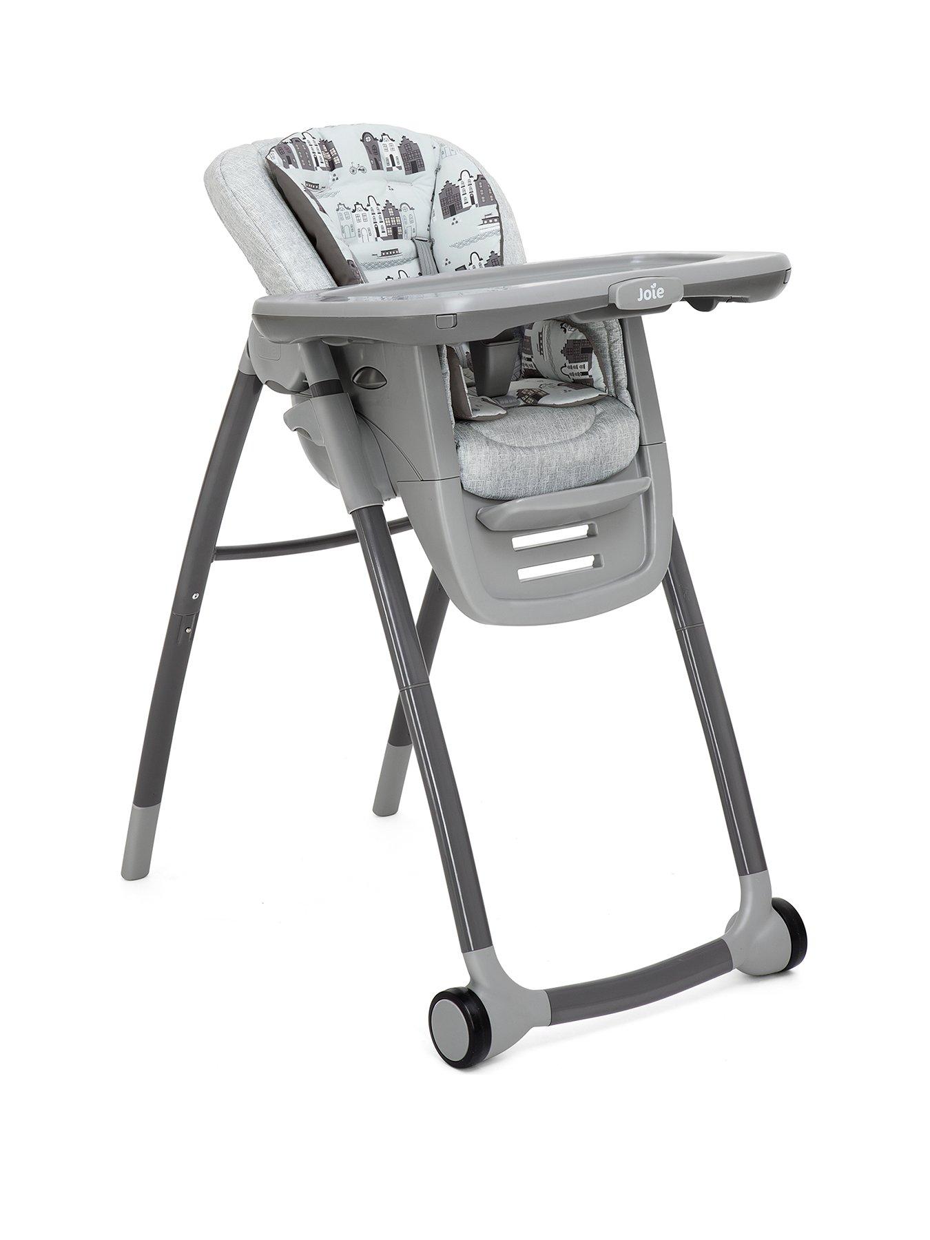 Convertible Baby Highchair from Birth Hauck Highchair Grow Up Reclining High Chair for Babies Grey Foldable Highchair with Tray and Wheels