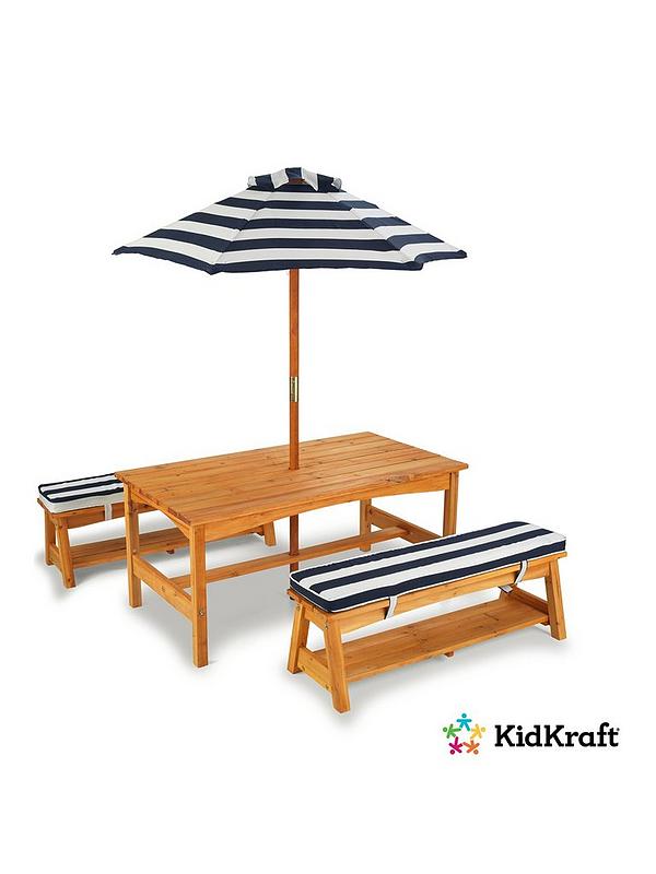 Kidkraft Outdoor Picnic Table Bench, Kidkraft Outdoor Picnic Table Bench Set With Cushions Umbrella