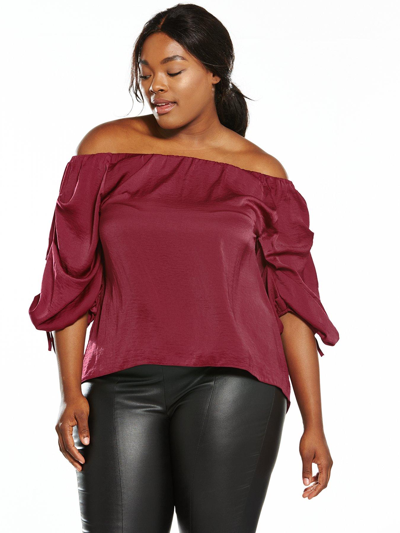 ax-paris-curve-gather-sleeve-bardot-top