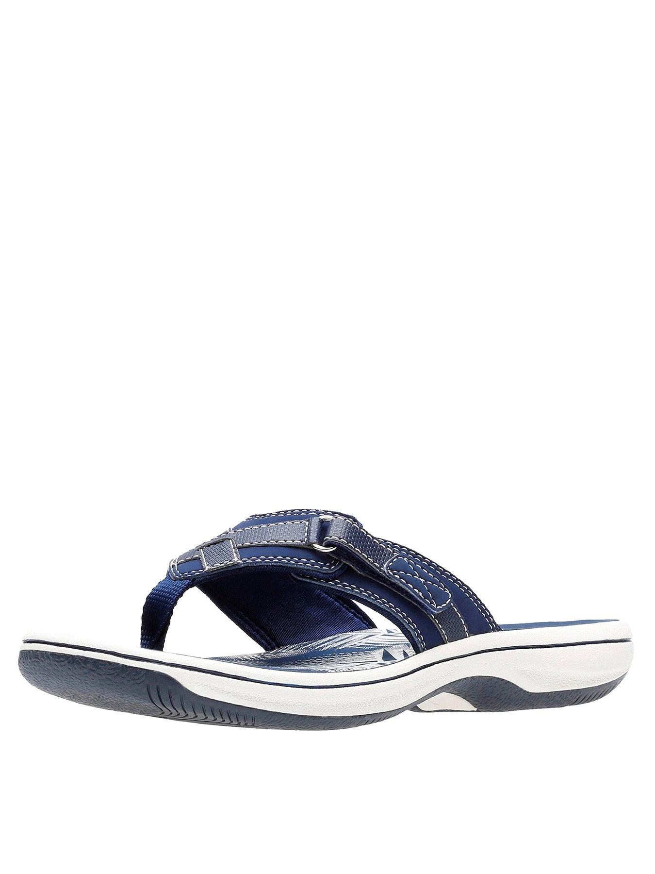 clarks flip flops blue