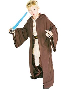 Kid wearing Jedi Knight Halloween costume