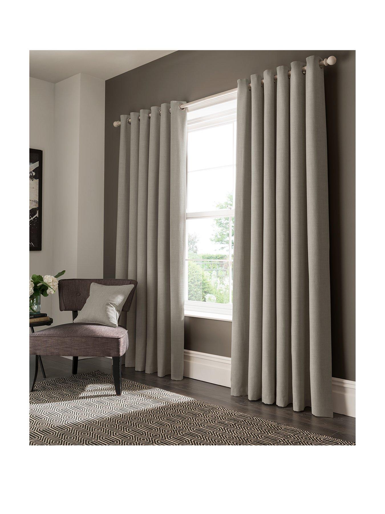 One Pair Of STUDIO G Lined Semi-Plain Elba Eyelet Or Pencil Pleat Curtains 