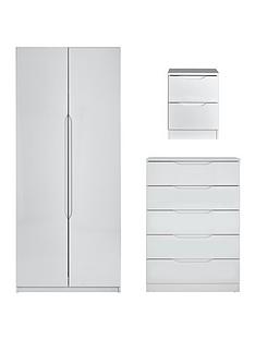 Grey Bedroom Furniture Sets Home Garden Www Monaco Ready Embled High Gloss 3 Piece Package 2 Door Wardrobe 5 Drawer Chest And Bedside Cabinet Save