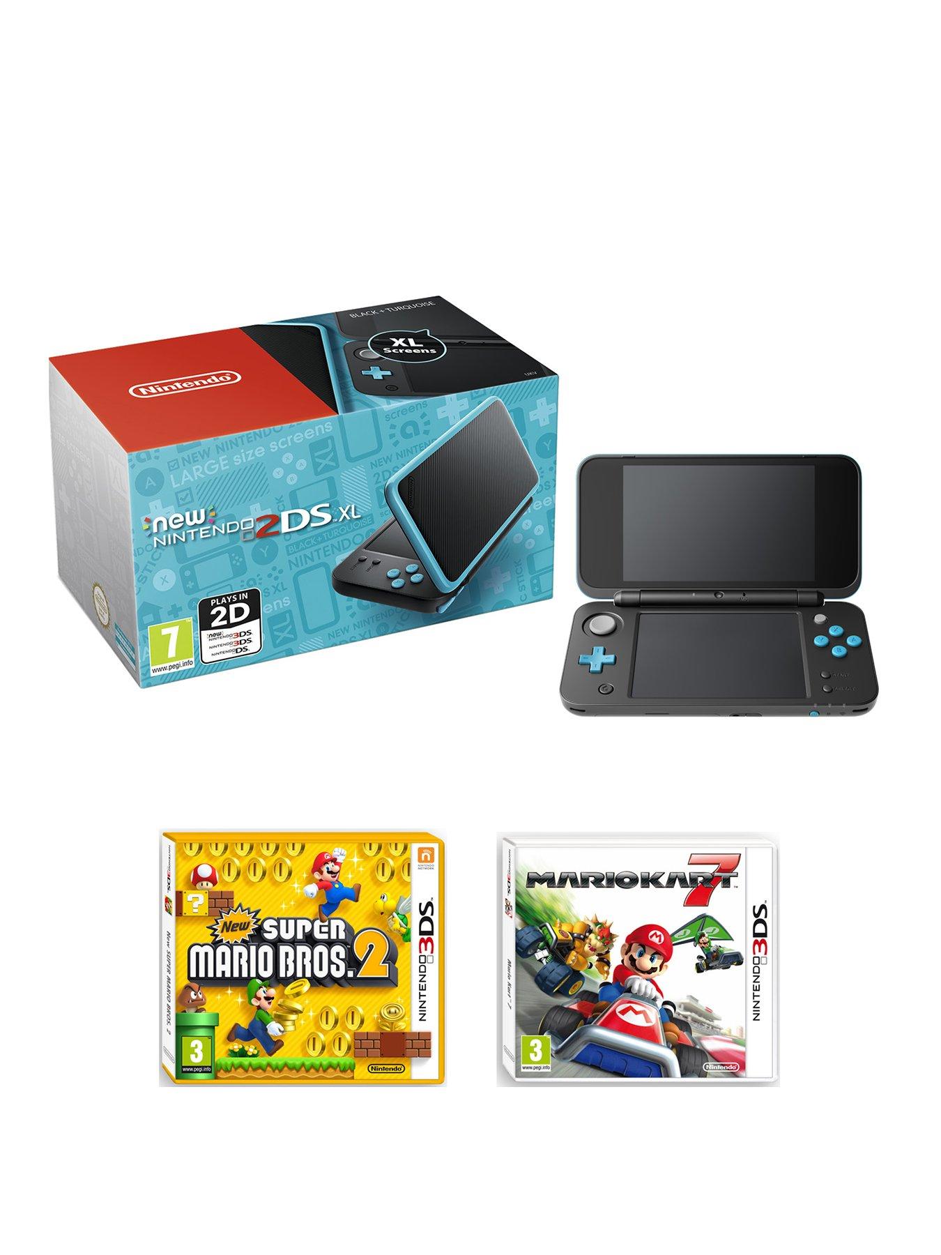 nintendo-new-nintendo-2ds-xl-black-and-turquoisenbspwith-mario-kart-7-and-new-super-mario-bros-2