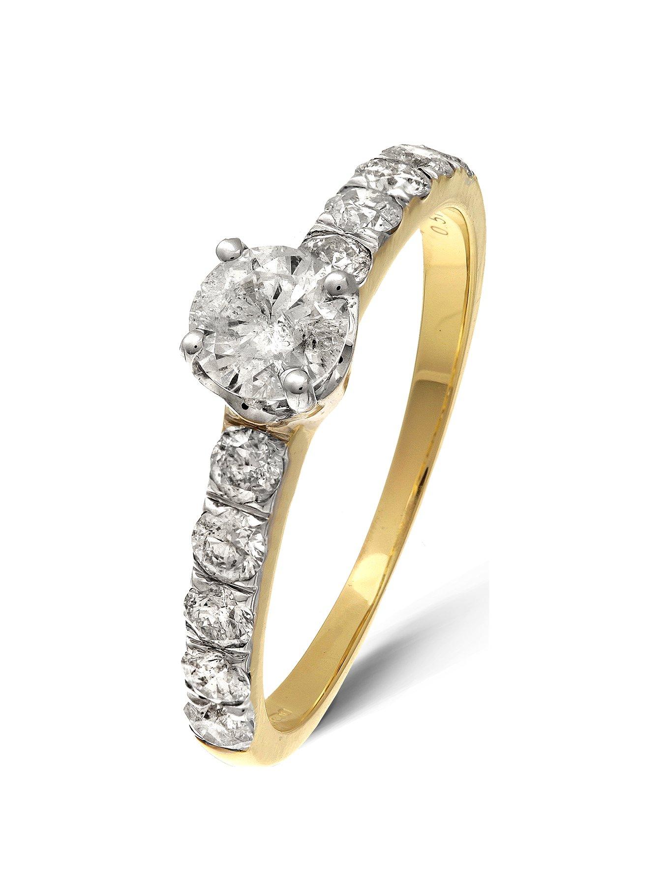 Details about   Pave Set Round Brilliant Cut Diamonds Half Eternity Ring in 9K Yellow Gold 