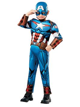 Kid wearing Captain America Halloween costume