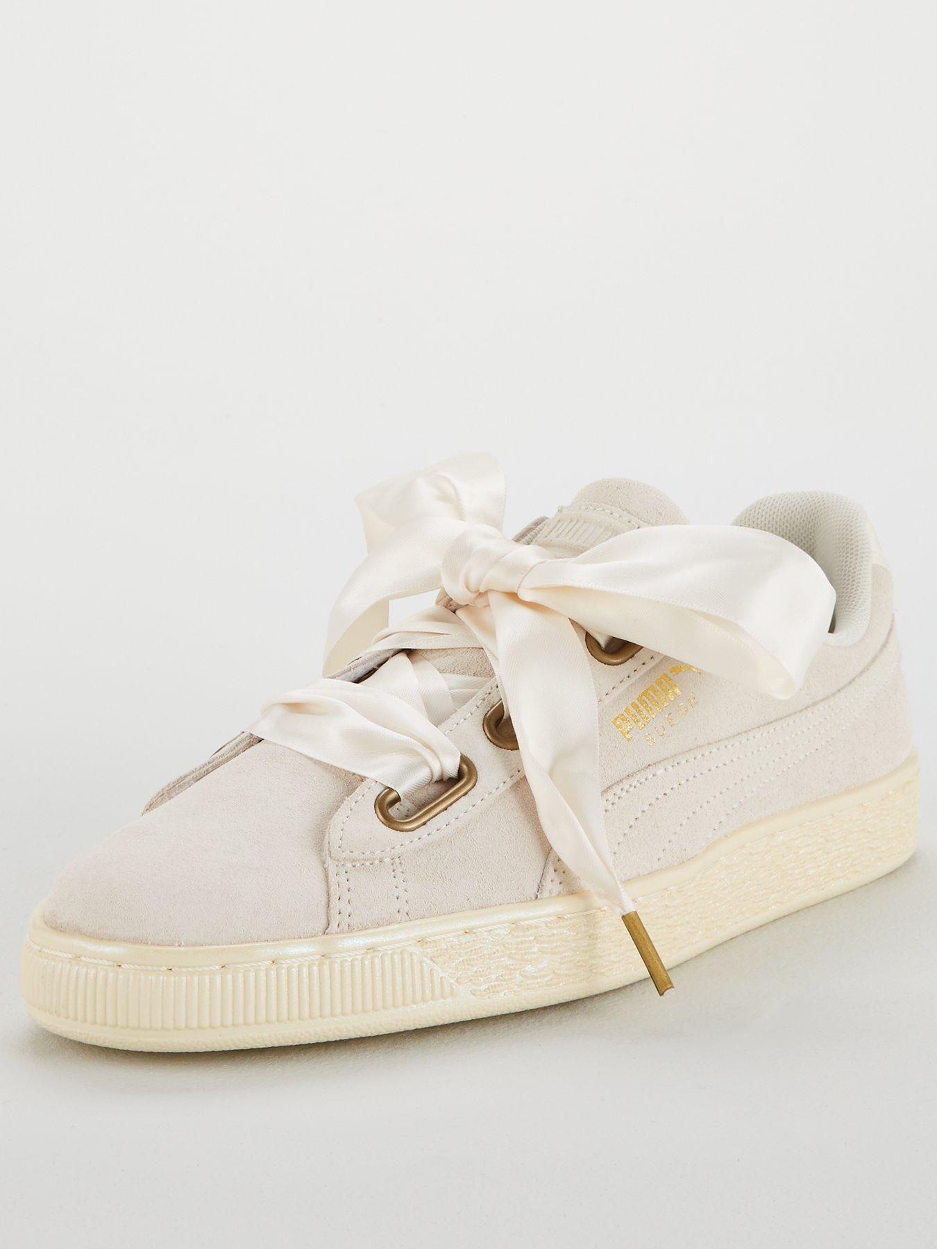 puma suede heart satin white