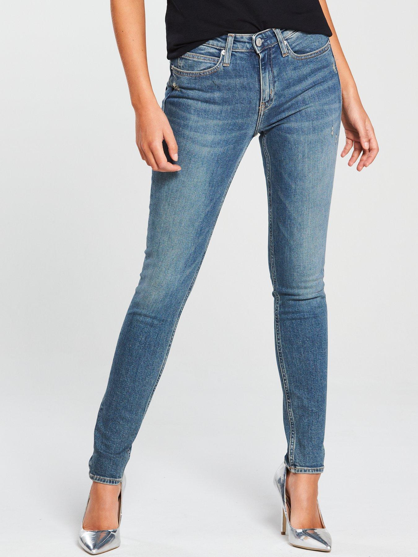 calvin klein mid rise skinny ankle jeans