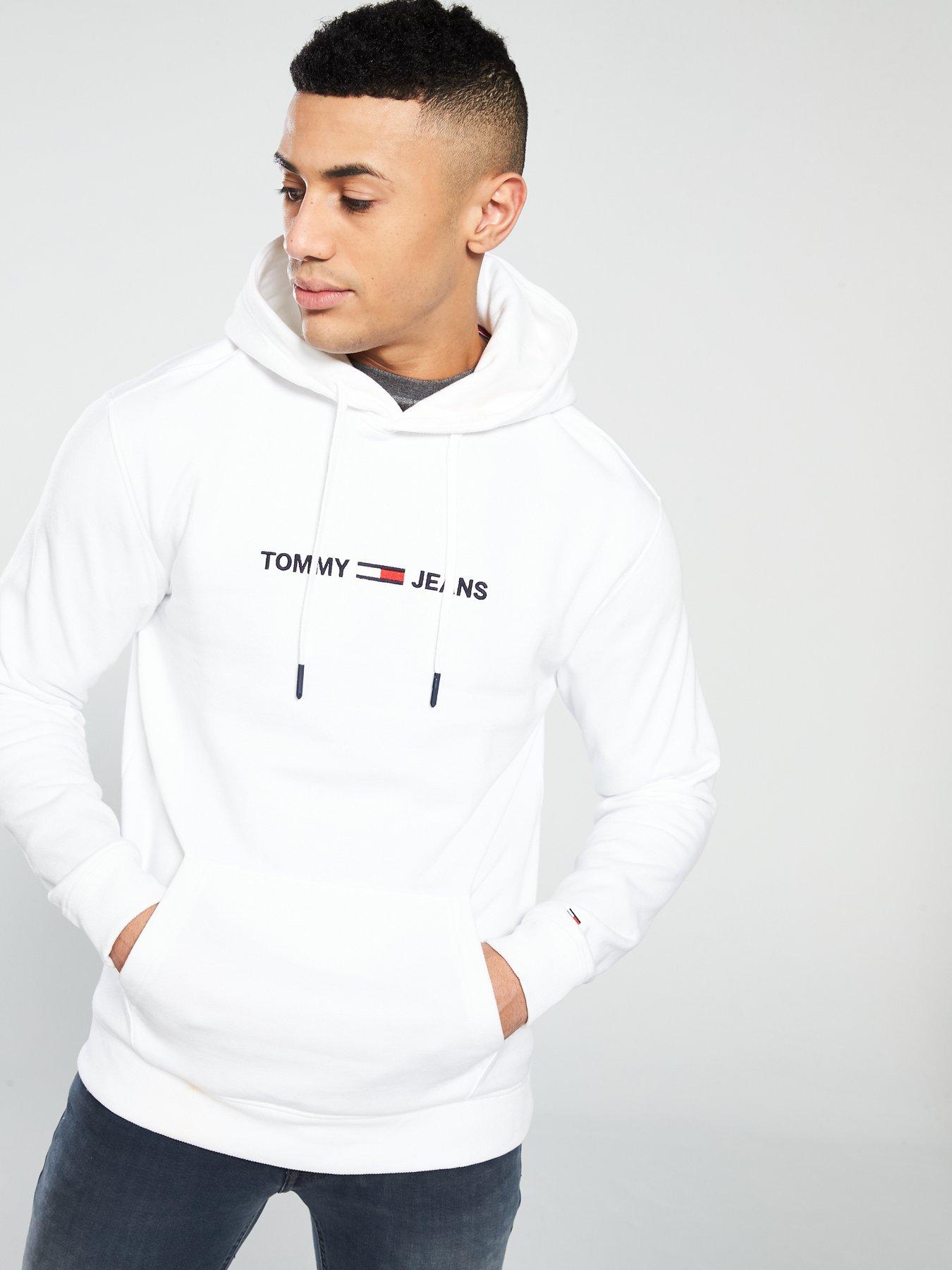 tommy jeans small logo white hoodie