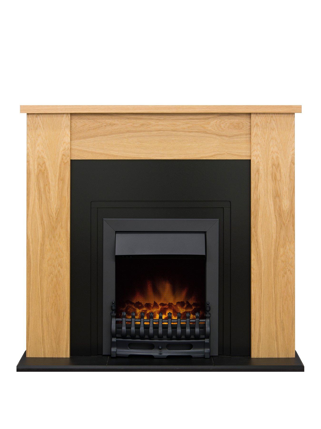 Adam Fire Surrounds New England Fireplace In Oak With Cast Effect