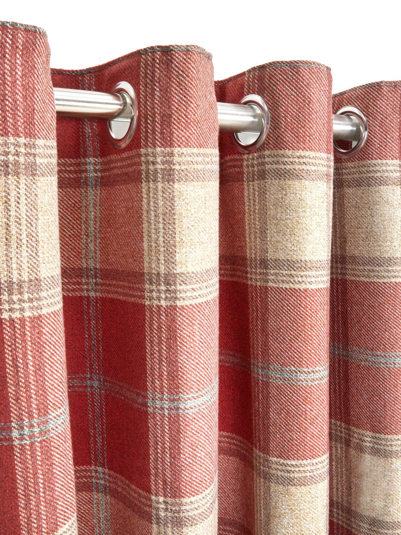 Highland Check Faux Wool Eyelet Curtains Littlewoodsireland Ie