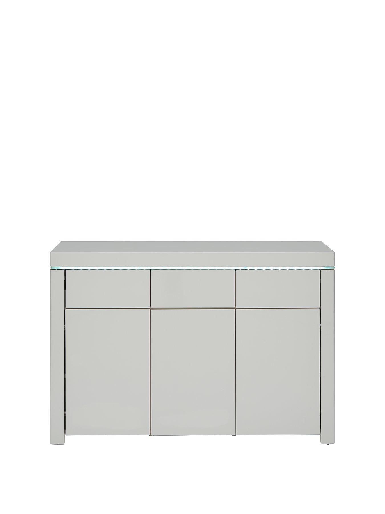 Atlantic High Gloss Large Sideboard With Led Light Grey