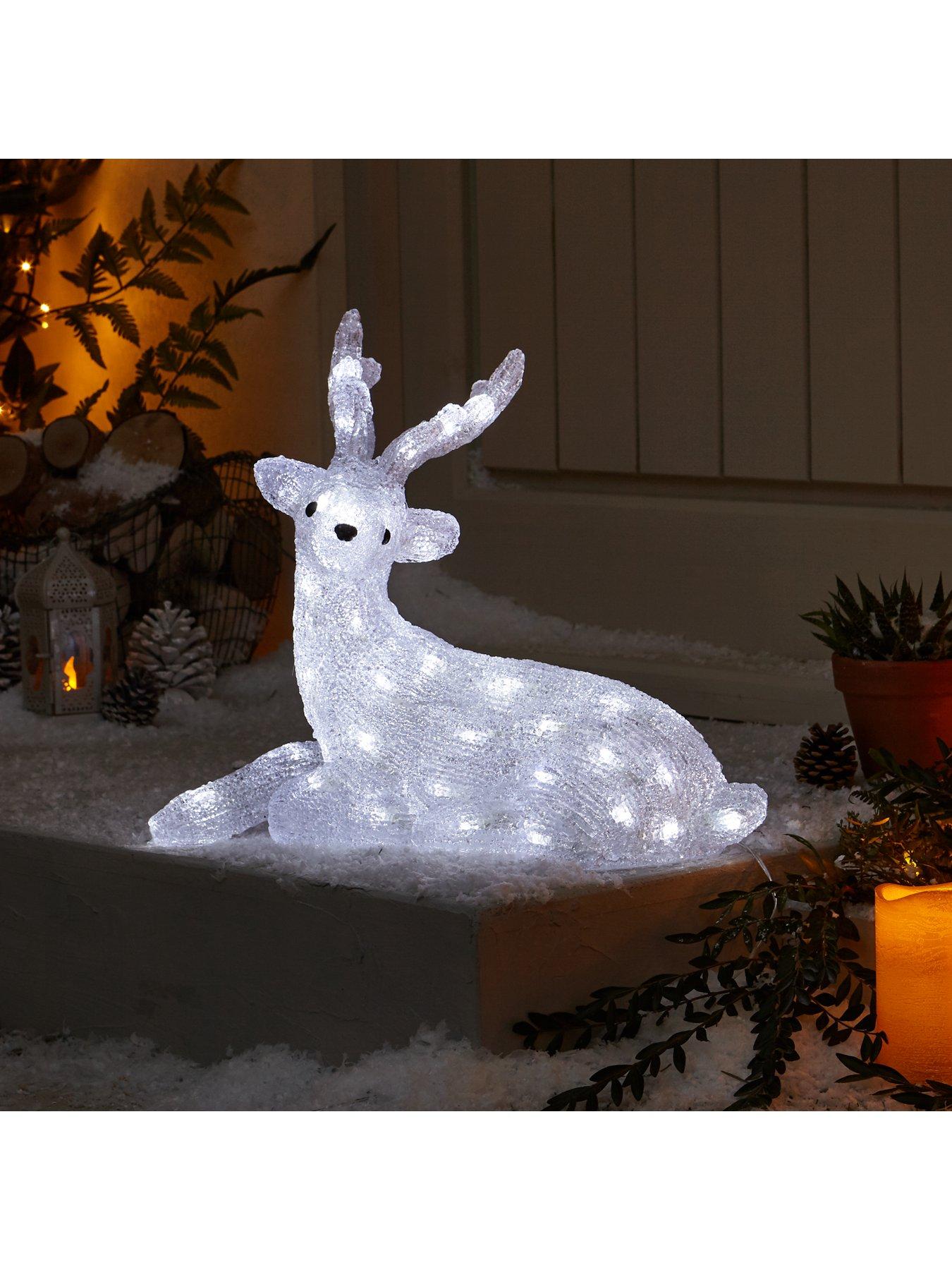 Spun Acrylic Light Up Reindeer With Antlers Outdoor Christmas