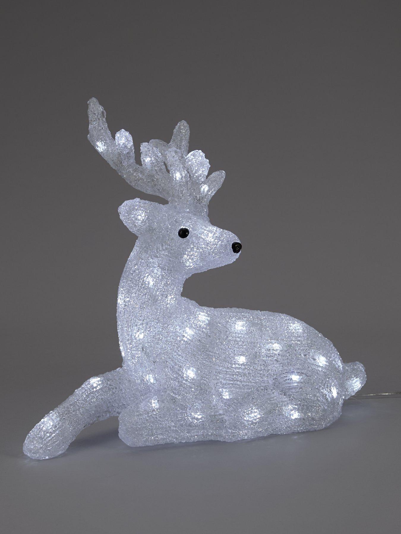 Spun Acrylic Light Up Reindeer With Antlers Outdoor Christmas