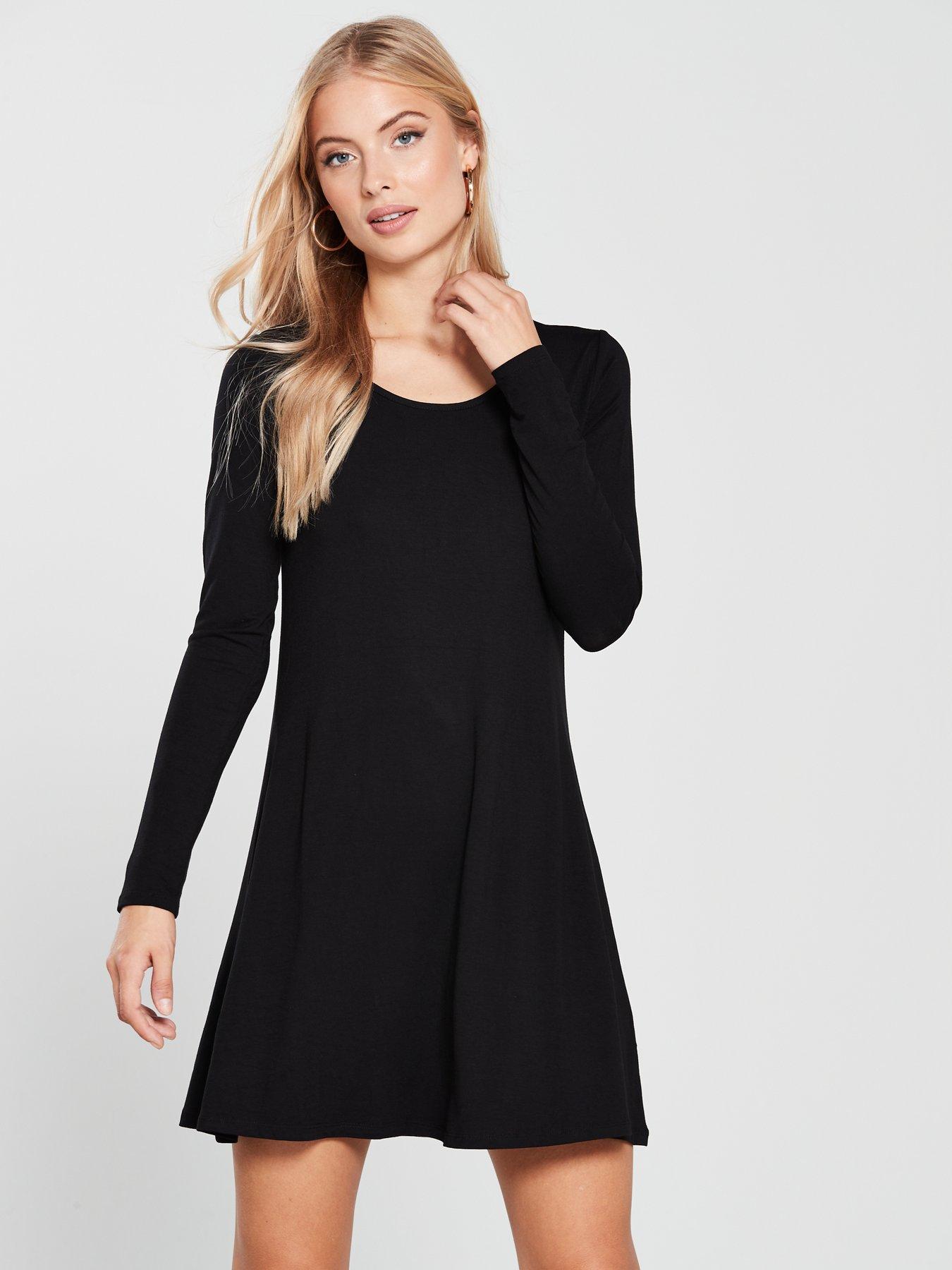 black jersey swing dress