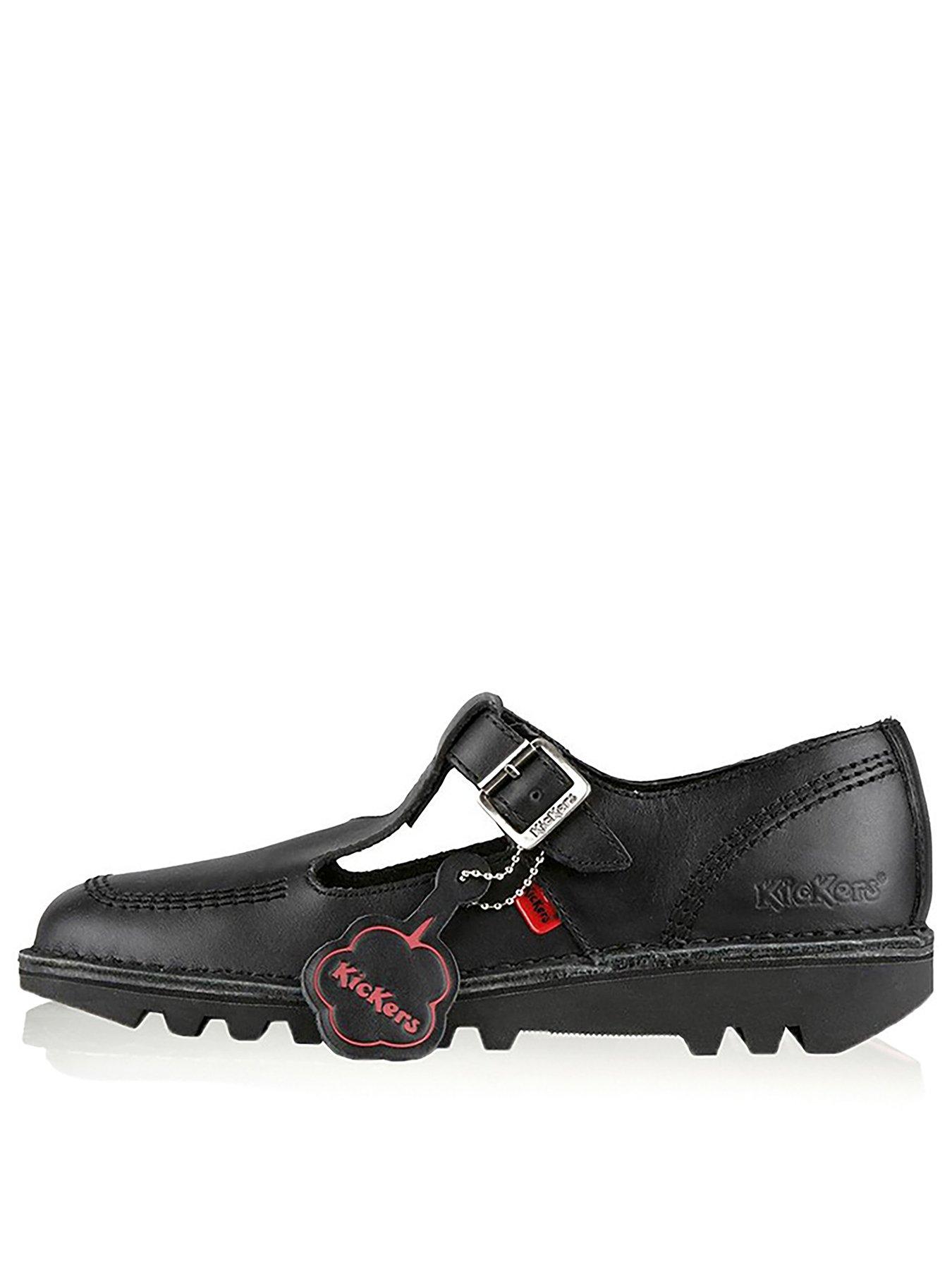Kickers Kick Lo Womens Ladies Black Leather Shoes Size 4-8 