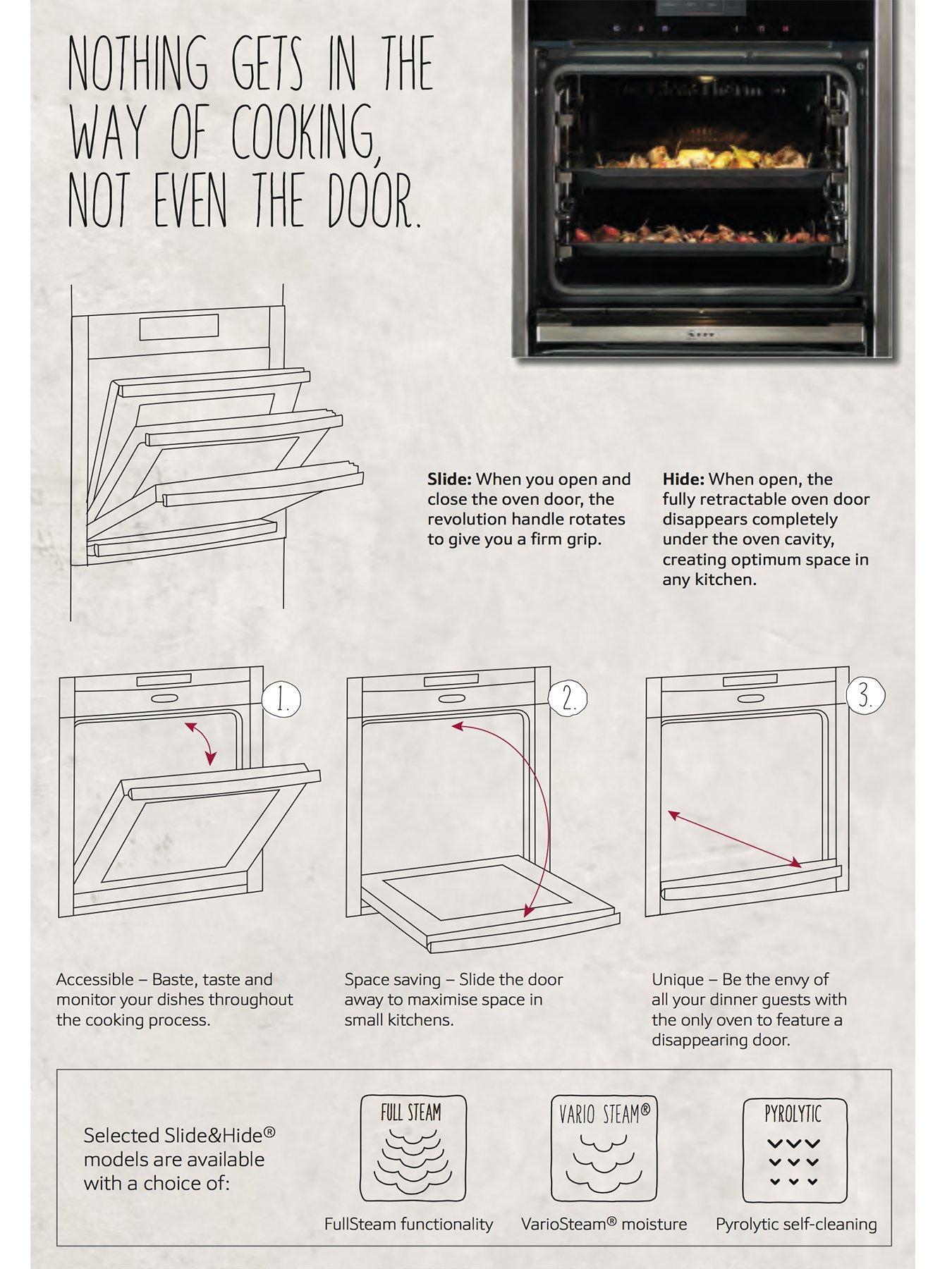 Neff B6ach7hn0b 60cm Built In Slide Hide Single Oven With