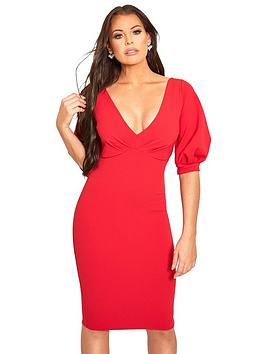 Red Bodycon Midi Dress