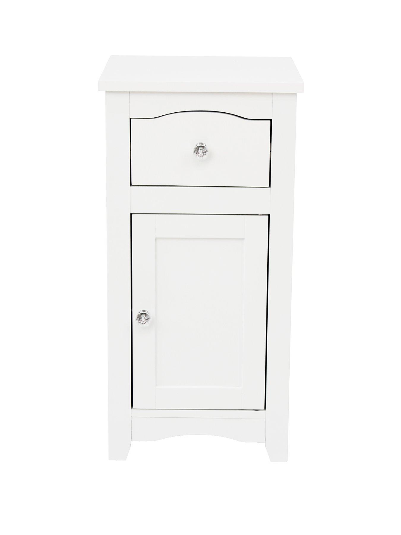 Lloyd Pascal Bude Cabinet With Drawer White With Crystal Handles